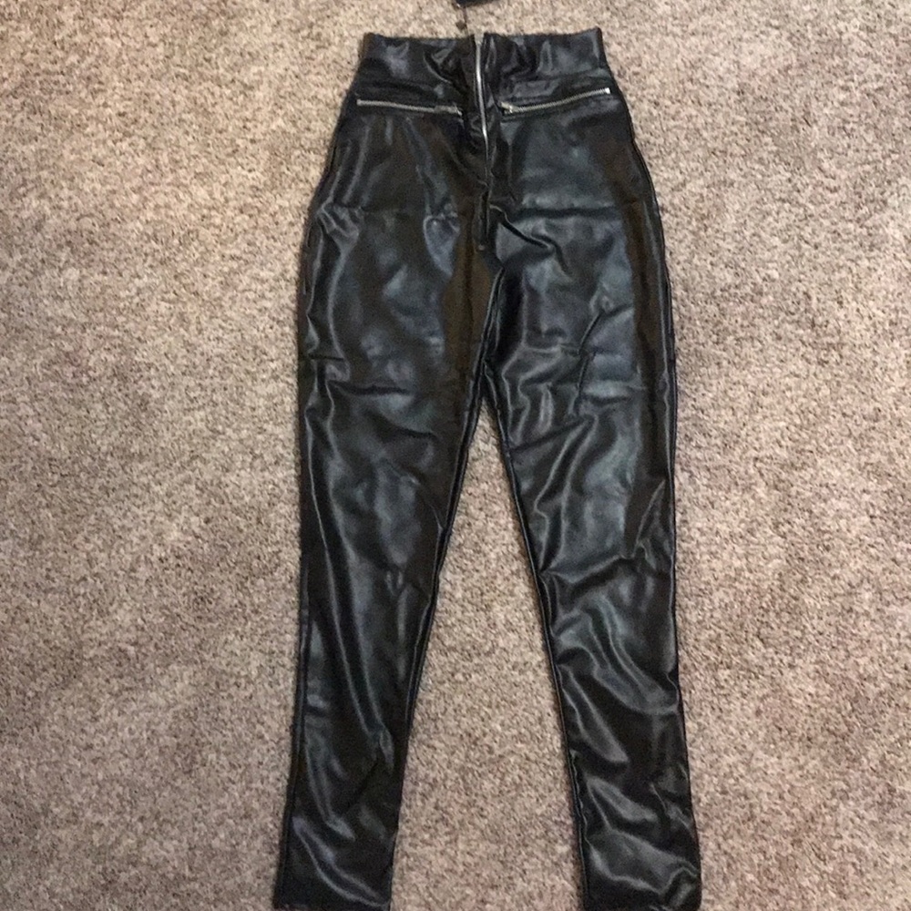 Pleather leggings, size 4, Pretty Little Thing